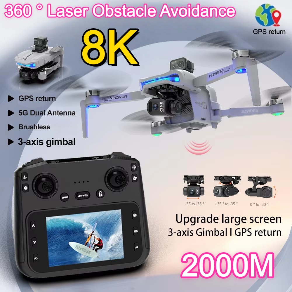 2KM Three-Axis Gimbal Drone 8K - Drone Gimbal recension och pris